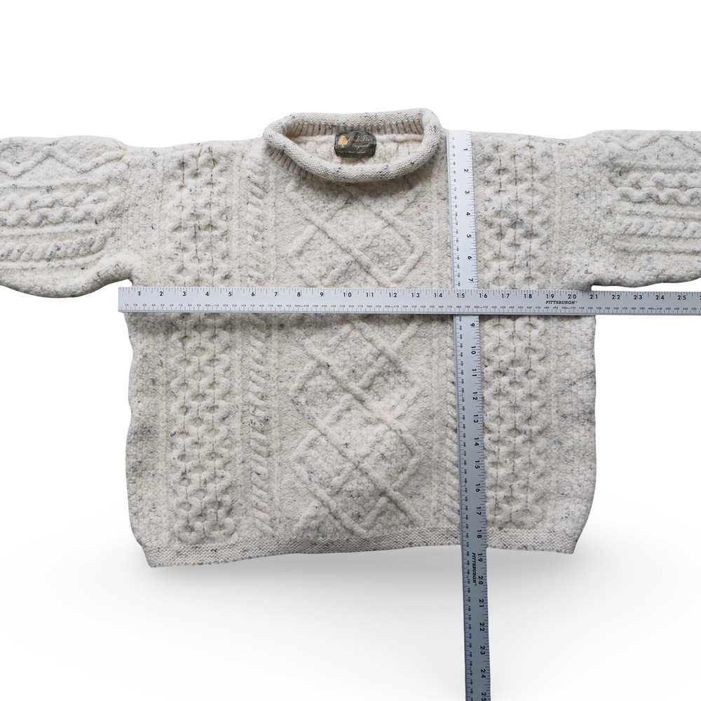 Oak Tree Original Cream Speckled‎ Cable Knit Roll Neck Wool Sweater Womens Small - Picture 7 of 9